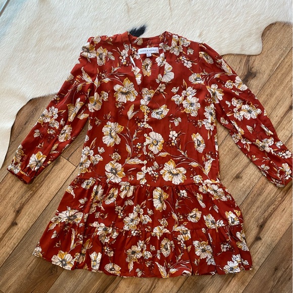 Emma and Michele dress long-sleeved, rust-colored with a floral pattern - Picture 2 of 10